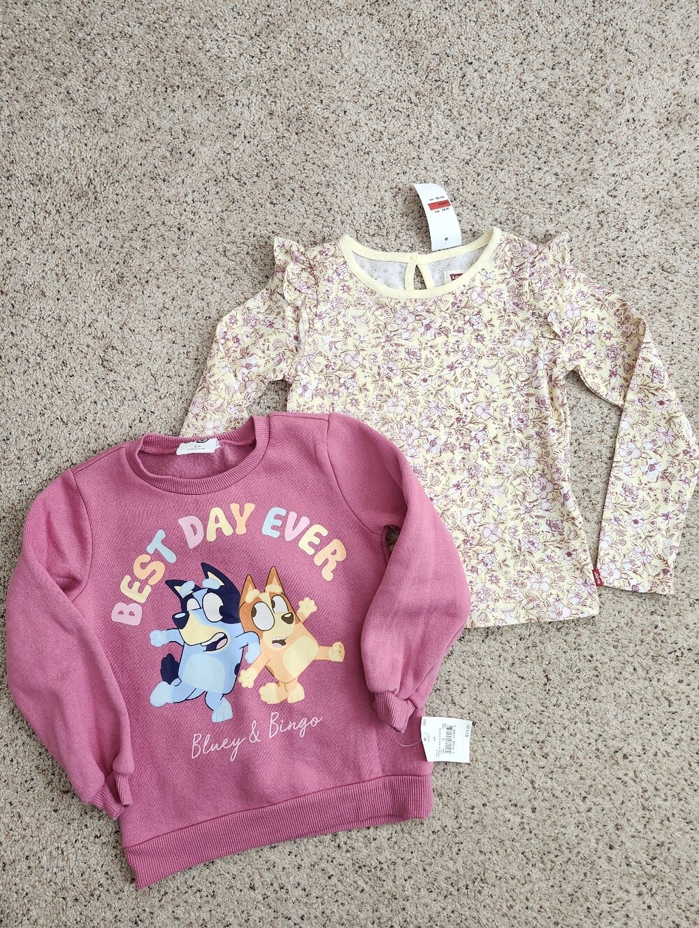 Girls New Bluey Sweater & Levi's Long Sleeve